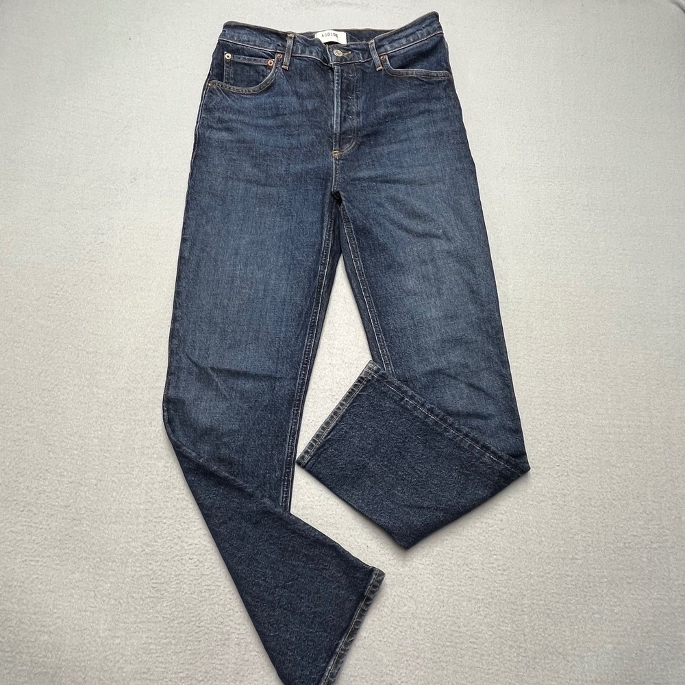 AGOLDE Riley Long High Rise Straight Leg Jeans Dark Indigo Blue 27 A9090B-1255